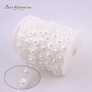 15m/masse 16,5 mm Sun Flower Fladskærms Tilbage Plast Pearl Kæde Forbindelse Perle for DIY Bryllup Part Jul Dekoration VX30