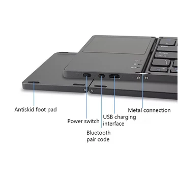 Mini-Sammenklappelig-Tastatur den Trådløse Bluetooth-Tastatur, Mini Triple Folde Tastatur med Touchpad ' en til Windows, IOS og Android ipad Tablet