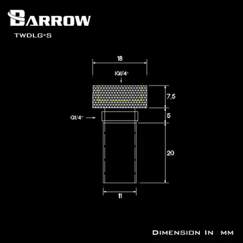 Barrow tank dyse sort sølv hvid eksterne flow fælles længde 20 mm, 50mm vand køling TWDLG-S / L