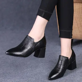 Cresfimix botas femininas kvinder fashion sort spids tå firkantet hæl efteråret korte støvler dame afslappet komfort foråret støvler a6036