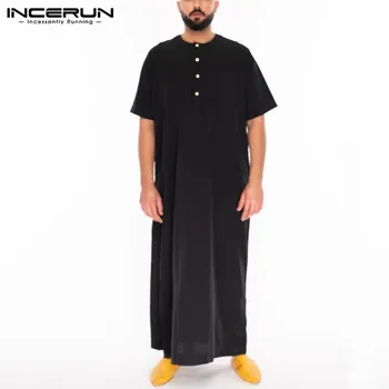 INCERUN Islamiske Muslimske Kaftan Mænd med Lange Ærmer Farve Klæder Abaya arabisk Dubai i Mellemøsten Mænd Tøj Jubba Thobe Plus Størrelse