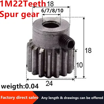 2 stk 1M 22Teeth Spur Gear 45#stål Indvendig Hole6/7/8/10 mm for cnc Metal Motor Chef/Konveks Gear Gear Rack Transmission