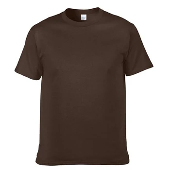 T76-105C Helt Ny Bomuld, til Kvinder, til Mænd T-shirt Solid Kort ærme O-hals Mørk brun Top t-Shirts