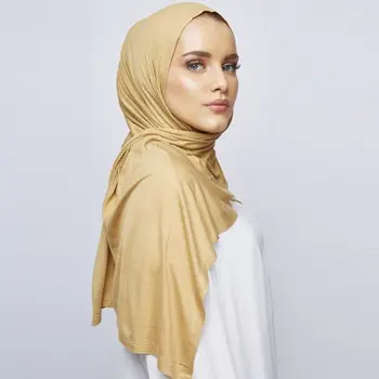 Kvalitet Almindelig Tørklæder Til Kvinder Bomuld Lang Sjal Muslimske Jersey Hijab foulard Islamiske Tørklæde Hovedbøjle Almindelig Voile 180x55cm