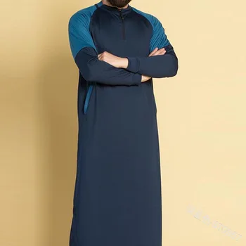 Mænd Abaya Muslimske Tøj Dubai Islamiske Jubba Thobe Klæder Kaftan Traditionelle Tøj Med Lange Ærmer Fast Saudi-Arabien Homme Kjole