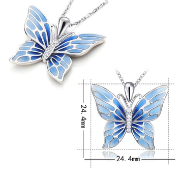 2018 sterling sølv 925 dejlige sommerfugl kæde vedhæng&halskæde med blå emalje diy fashion smykker at gøre for kvinder gaver
