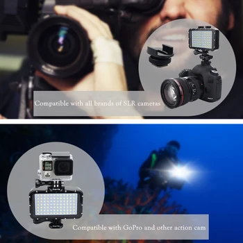 GoPro 8 Ultra Lyse 1800LM Foto Studio Video Lampe 3 Mode 5500K LED Dykning Fill-in-Lys til GoPro Xiaomi Yi SJCAM Kamera