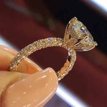 Trendy luksus, guld, sølv farve, størrelse 10 engagement ring til Bryllup Engagement for kvinder og ladys kærlighed finger Smykker R4893