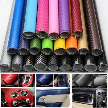 30x127cm 3D Carbon Fiber Vinyl Film-Bil Klistermærker Vandtæt Bil Styling Wrap Auto Køretøj Beskriver Bil, Motorcykel tilbehør