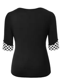 ROSEGAL Plus Size Polka Dot Print Faux Twinset T-Shirt Kvinder Stor Størrelse Farve Blok T-Shirt Damer Tunika Toppe, t-Shirts Efteråret 2019