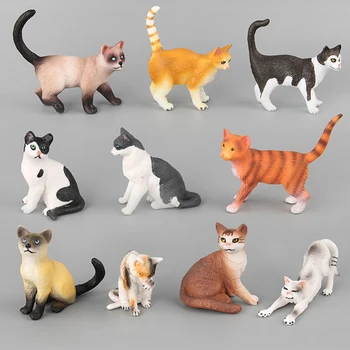 10 Stk Kids Børnetøj Pet Model Figur Dyr Plast Action Figurer, Sjove Toy Gave Dukke Hjem Indretning Katte Simulering Kat Legetøj