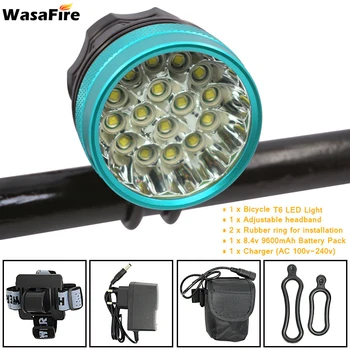 WasaFire 16*XML-T6 LED Cykel Lys Forlygte 40000 Lumen Cykel Foran Lys 9600mAh 18650 Batteri Sæt Måltid USB-Cykling Lampe