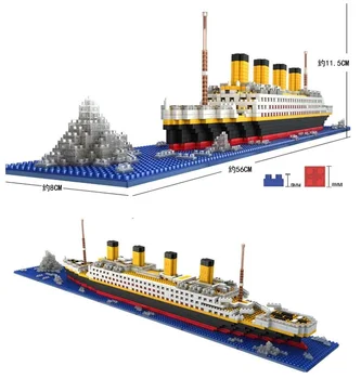1860pcs INGEN Match Lepining RMS Titanic krydstogtskib Model Båd DIY Diamant byggesten Mini Micro Mursten Kids Legetøj Gaver