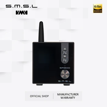 SMSL SA300 HiFi Power-Forstærker til Digital Lyd Forstærker, Bluetooth-5.0 32bit/384kHz Subwoofer Med Fjernbetjening, Blå&Rød&Sort