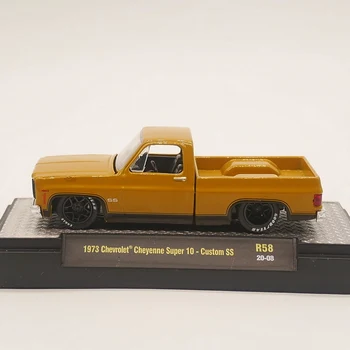 M2 1:64 1973 Chevrolet Cheyenne Super 10 Custom SS Diecast Model Bil Legering Toy